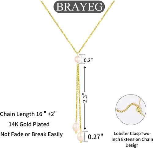 Vista 7 de Collares de perlas de oro de 14 quilates para mujer, exquisitos collares de perlas cultivadas a mano, collares de perlas simples para regalos