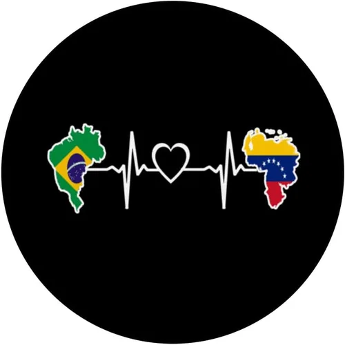 Vista 3 de Bandera brasileña venezolana - Venezuela Brasil Heartbeat PopSockets intercambiables PopGrip