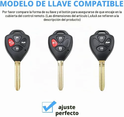 Vista 2 de QBUC Funda para llavero Toyota con llavero (negro, 3 botones)