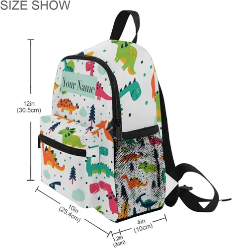 Vista 8 de AUUXVA Mochila infantil personalizada para niñas y niños, mochilas casuales para niños, personalizadas con nombre del niño, dino estilo escandinavo