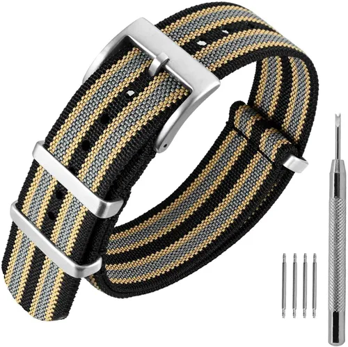 Vista 32 de ANNEFIT - Correa de reloj de nailon de 16mm 18mm 20mm 22mm, correas de reloj militares impermeables de una pieza con hebilla resistente