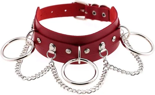 Vista 2 de Gargantilla ajustable de cuero gótico punk para mujeres hombres y niñas