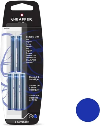 Vista 2 de Sheaffer Skrip (96320) - Cartuchos de tinta, color azul, paquete de 5 unidades Paquete de 1
