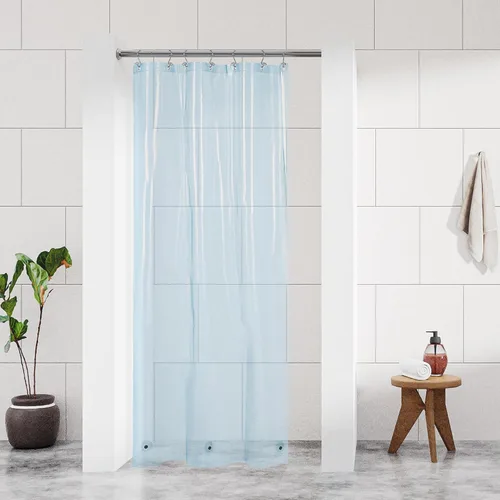 Vista 71 de Barossa Design - Forro de cortina estrecho de PEVA para ducha, con 3 imanes, impermeable, para cabina de baño pequeña, sin PVC, ojales metálicos