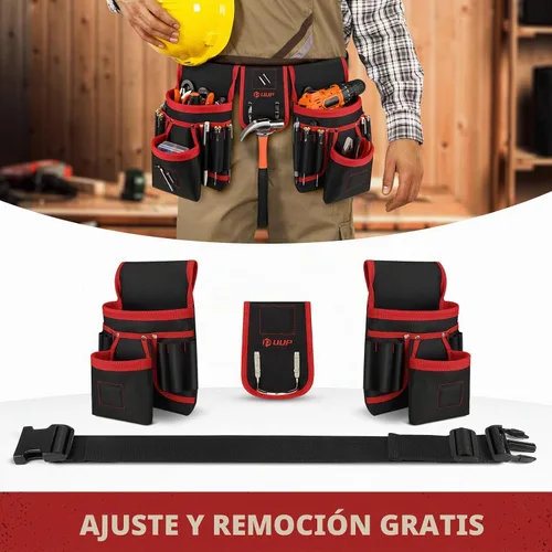 Vista 5 de Cinturón de herramientas magnético para hombres, 26 bolsillos, bolsa de herramientas de uñas resistente, regalo para papá