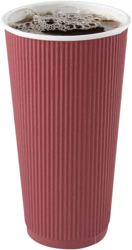 Vista 15 de Restaurantware Ripple Wall - Tazas de café de 10 unidades de 20 onzas aisladas de papel negro, borde enrollado, resistente a derrames, papel