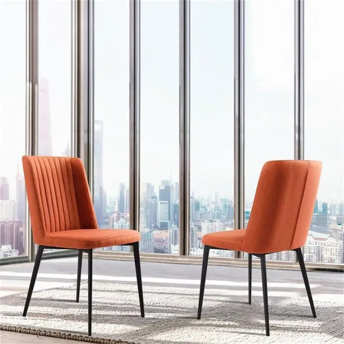Vista 2 de Armen Living Silla de comedor Maine, tapicería de tela naranja, altura del asiento de 18.5 pulgadas