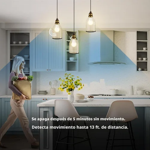 Vista 5 de [Usado] Bombilla LED con sensor de movimiento Feit Electric, A19 equivalente a 60 W, 5CCT, no regulable, base media E26, CRI 90, 800 lúmenes, blanco