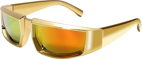 Vista 6 de GUVIVI Gafas de sol envolventes de moda para mujeres y hombres gafas de sol rectangulares futuristas gruesas y gruesas
