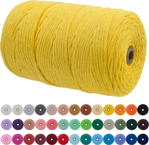 Vista 33 de JeogYong Cordón de macramé de un solo hilo 3 mm x 109 yardas (328 pies) Cuerda de algodón suave Hilo de macramé de 3 mm, suministros de macramé