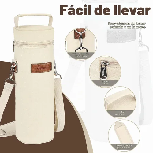 Vista 2 de Tirrinia - Bolsa enfriadora de botellas de vino individual Beige