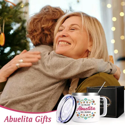 Vista 2 de Qtencas Regalos de Abuela, regalos para abuela, La Mejor Abuelita Del Mundo Taza de café aislada de 14 onzas, regalo de Abuelita en español