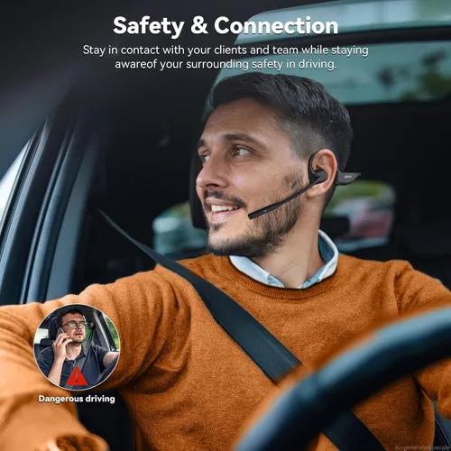 Vista 4 de Auriculares de oreja abierta con micrófono, auriculares Bluetooth de doble conexión con micrófono (cancelación de ruido AI), auriculares Bluetooth