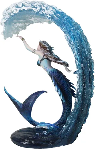 Vista 6 de Ebros Gift Anne Stokes Fantasía Arte Agua Elemental Sirena Surf Las olas Aqua Spirit Magic Water Bender Coleccionista Figura Guerrero Avatar