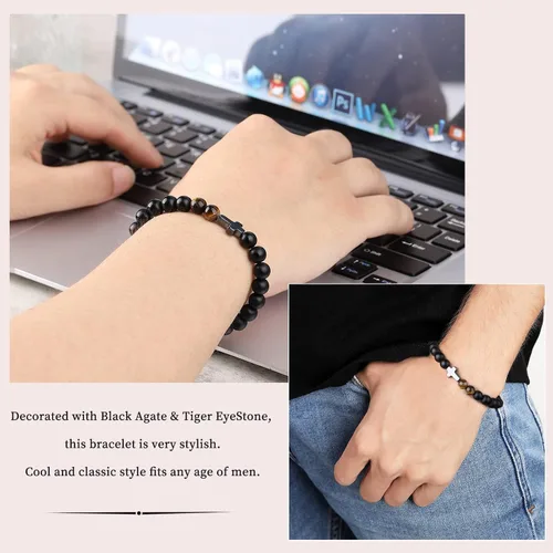 Vista 4 de Cross Bracelet for Men, Boys, Son,Boyfriend, Husband, Man, Soulmate, Dad, Grandpa, Grandson, Bonus Dad, Uncle, Brother, Nephew- Anniversary