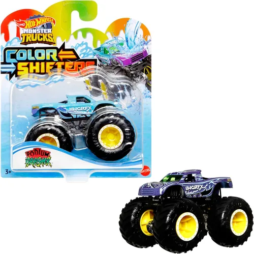 Vista 4 de Hot Wheels Monster Trucks - Surtido de juguetes de coche con cambio de color, 3 años