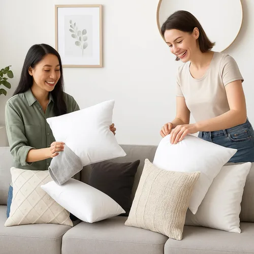 Vista 9 de LANE LINEN Relleno de almohada de 12 x 20 pulgadas, paquete de 2 almohadas decorativas blancas para sofá cama, rellenos de almohada esponjosos