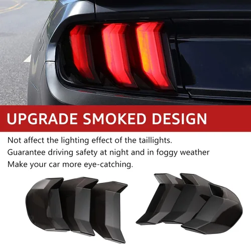 Vista 5 de HAKA TOUGH Cubierta de lámpara de luz trasera + marco de luces traseras para Ford Mustang 2018 2019 2020 2021 luces traseras marco biseles anillo