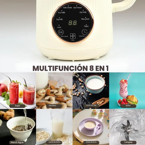 Vista 3 de Nuevo Fabricante de Leche de Nueces Multifuncional, licuadora 8 en 1, hace leche de almendra, leche de soja, leche de avena, jugo, hervir agua