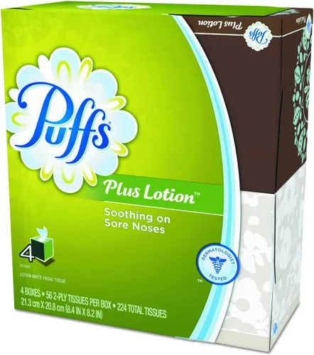 Vista 3 de Puffs Plus Lotion - Pañuelos faciales, cubo, 6 cajas (56 unidades cada una)