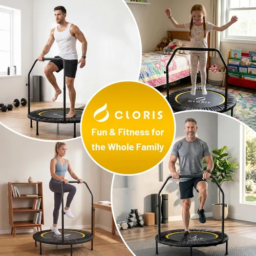 Vista 7 de CLORIS Trampolín plegable de 40 pulgadas con mango de espuma ajustable, con funda acolchada segura, el mejor regalo.