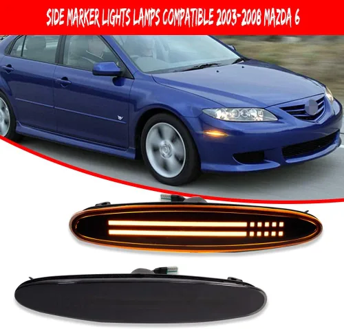 Vista 3 de Lente ahumada ámbar LED delantero marcador lateral luz Fender lámpara compatible con Mazda 6 Mazdaspeed6 GG GY GG1 GY1 Pieza OEM GK2A515E0A