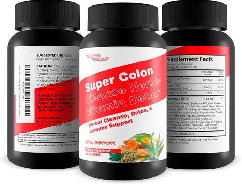 Vista 4 de Super Colon Cleanse Herbal Vitamin Detox - Limpieza de hierbas, desintoxicación y apoyo inmunológico - Promueve la digestión saludable y el alivio