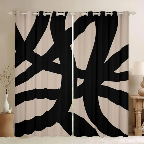 Vista 9 de jejeloiu Cortinas grises y rojas para dormitorio, sala de estar (2 paneles, 38 x 45 pulgadas), cortinas opacas con rayas geométricas, cortinas
