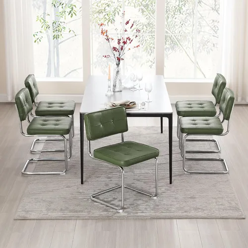 Vista 11 de Zesthouse Juego de 2 sillas de comedor de metal industrial, sillas de cocina tapizadas de cuero sintético con base de metal negro, para cocina
