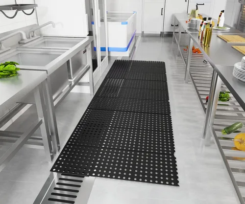 Vista 10 de ROVSUN Tapete de goma con agujeros, antifatiga/antideslizante, para cocina industrial, restaurante, bar, baño, utilidad, garaje, piscina, entrada