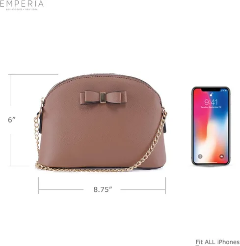 Vista 2 de Emperia AvaEva - Bolso cruzado de piel sintética para mujer, bolsas para hombros, bolso Saffiano miniatura estilo domo