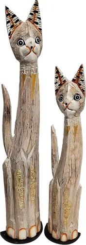 Vista 19 de Gatos de madera surtidos con diferentes patrones (Calico, pequeño y mediano: 24 y 32 pulgadas)