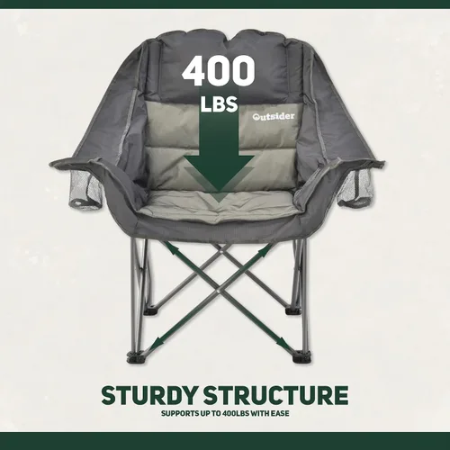 Vista 4 de OUTSIDER Silla de camping plegable acolchada de gran tamaño Silla acolchada resistente para exteriores con capacidad de peso de 400 libras