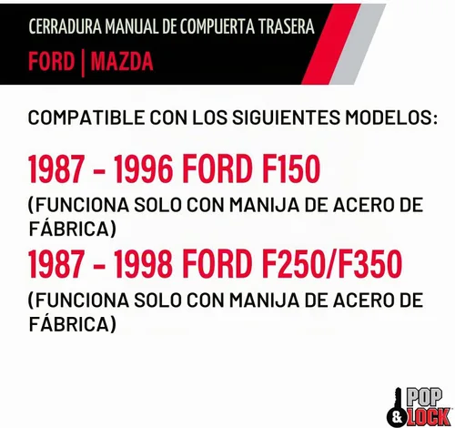 Vista 7 de Pop & Lock PL2300 Cerradura manual negra para portón trasero (funciona solo con mango de acero de fábrica)