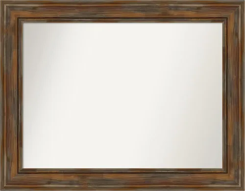 Vista 12 de Amanti Art Espejo de baño marrón para sobre fregadero, 26 x 26 pulgadas, espejo de tocador cuadrado marrón rústico Alexandria, marco de madera