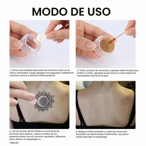 Vista 7 de Cubierta de tatuaje, corrector invisible impermeable para el cuerpo, piernas, contusiones, cicatrices, manchas oscuras, vitíligo, maquillaje
