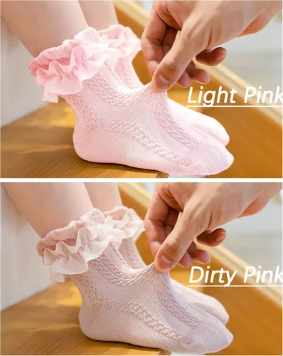 Vista 4 de Mini angel Calcetines de encaje con volantes para niñas, calcetines de vestir de princesa para niñas pequeñas, 36 pares