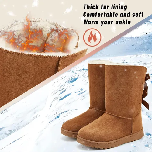 Vista 2 de Uoidru Womens Winter Boots For Women Mid Calf Boots Fuzzy Snow Boots Fur Lined Ankle Booties Warm Boots