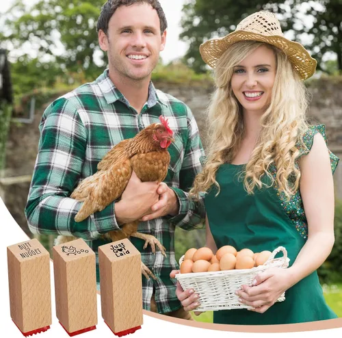 Vista 4 de 3 sellos de huevo fresco de 3/5 pulgadas, pequeño, mini sello de pollo para gallinero, suministros de granja para el hogar, álbumes de recortes