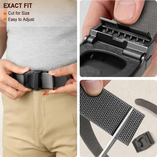 Vista 5 de BULLIANT Cinturón para hombre, paquete de 2 unidades, correa elástica de nailon para regalo, para hombre, trabajo, deportes, caza, senderismo