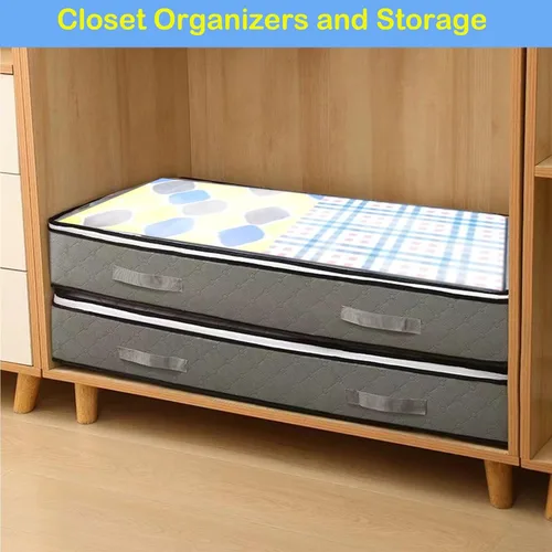 Vista 6 de Contenedores de almacenamiento debajo de la cama, contenedores de almacenamiento delgados debajo de la cama con tapas, bolsas de almacenamiento