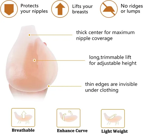 Vista 5 de Adhesive Bra, Breast Lift Strapless Backless Silicone Bra Nippless Covers Push Up Self Invisible Sticky Bra for Women