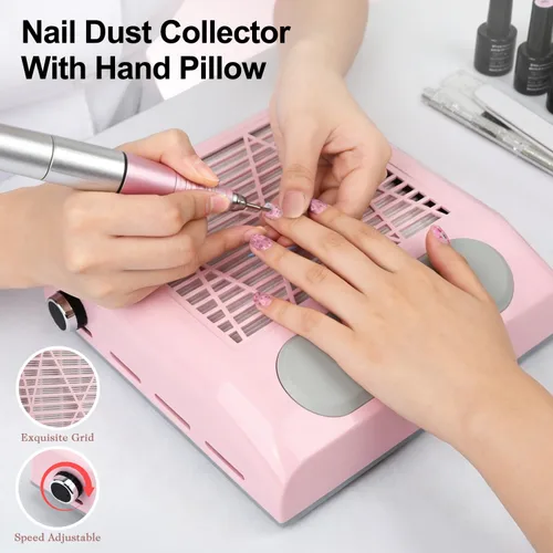 Vista 2 de CoFashion - Colector de polvo de uñas para uñas acrílicas, máquina de vacío, 80W, aspiradora eléctrica ajustable, filtro de uñas para manicura