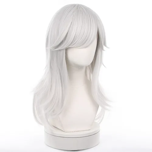Vista 3 de Genshin Impact Cyno Sumeru - Peluca de pelo sintético largo plateado con gorra de peluca gratis para Comic Con, espectáculo de cosplay, Halloween