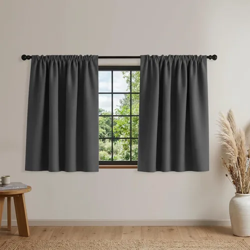 Vista 35 de Mrs.Naturall Cortinas opacas costeras para cocina, oscurecimiento de habitación pequeña, aislamiento térmico, niveles cortos para ventana pequeña
