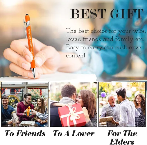 Vista 7 de Bolígrafos personalizados a granel 10 con nombre, grabados con punta de lápiz, bolígrafos de bola personalizados de escritura suave, regalos