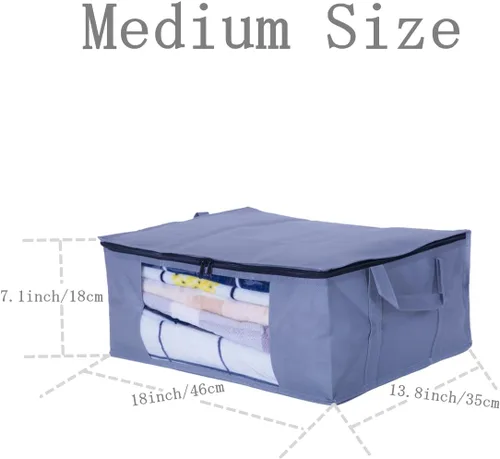 Vista 2 de Bolsas de almacenamiento de ropa con cremallera con ventana transparente de plástico y asas resistentes, ideales para almacenamiento de temporada