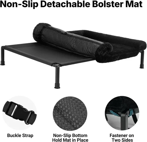 Vista 3 de Veehoo Cama Elevada para Perros de Tamaño Grande con Cojín Reforzado de Felpa Esponjosa, Cama Sofá Ortopédica Lavable para Perros, Catre Elevado