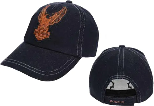 Vista 2 de Harley-Davidson Gorra de béisbol para niños pequeños Up-Wing Eagle Denim - Negro, Negro
