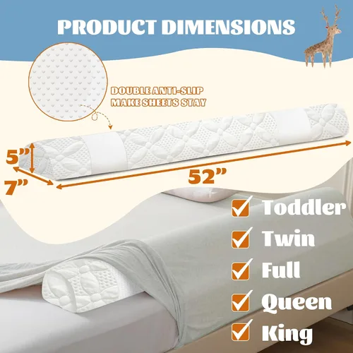 Vista 5 de Asatdd Riel de cama para niños pequeños, riel protector de cama, riel de cama de espuma viscoelástica suave para camas individuales, matrimoniales